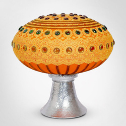 Orientalna pomarańczowa szklana lampa, śr. 50 cm