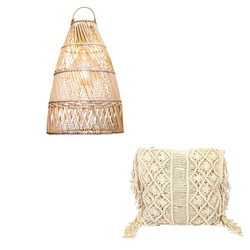 Ręcznie pleciony klosz rattanowy Gili śr. 50 cm + poszewka do wyboru